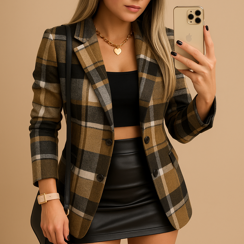 Montrel™ | Veste longue rembourrée pour femme à motif à carreaux